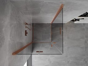 Mexen Mist-F Duo, skladací sprchový kút 80 x 80 cm, priehľadný, brúsená meď - 8A6-080L-080P-65-00