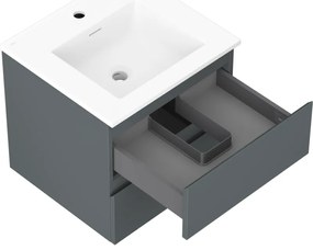 Mexen Orio, kúpeľňová skrinka 50 cm s umývadlom Otis, 2 zásuvky, grafitová matná/biela matná, 91A10-05047-2-BFF66-W18M01