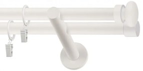 Dekorstudio Garniža dvojradová FLAT biela-matná 19mm Dĺžka: 140cm, Typ príslušenstva: Krúžky tiché so štipcami