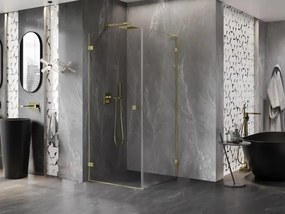 Mexen Lunar-B L, 1-krídlový sprchový kút, ľavý, 90 x 90 cm, 8mm číre sklo, zlatý matný profil, 832L-090-090-55-00-L