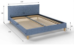 Modrá čalúnená dvojlôžková posteľ s roštom 160x200 cm Tina - Ropez