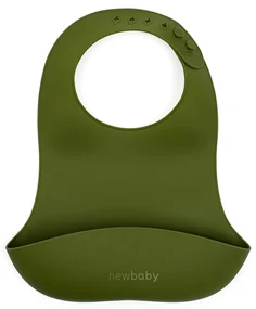 Silikónový podbradník New Baby olivovo zelený