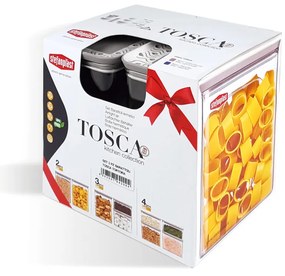 STEFANPLAST Súprava 3 obdĺžnikových dóz Tosca, transparetná/šedá