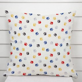 Biante Detská dekoračná obliečka na vankúš Leona LN-012 Farebné labky na krémovom 40 x 60 cm