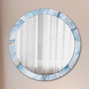 Okrúhle zrkadlo s potlačou Modré mramorové zlato fi 90 cm