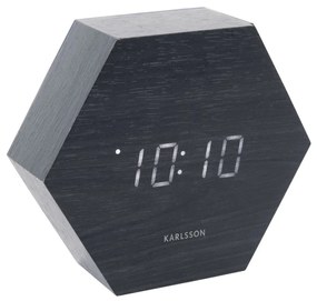 Čierny budík Hexagon 13 × 11 × 4,5 cm