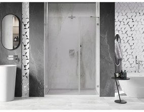 Mexen Lunar-B, ľavé otočné sprchové dvere 130 cm, 8mm číre sklo, oceľový profil, 832S-130-050-97-00-L