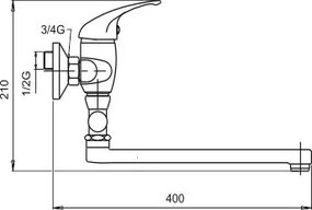 Novaservis Metalia 55 Paneláková batéria bez príslušenstva 150 mm, chróm, 55072/1,0