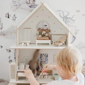 Detský drevený domček pre bábiky biely