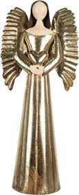 Zlatá antik kovová dekorácia anjel so srdcom - 29*18*68 cm