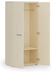 Kancelárska šatníková skriňa PRIMO WOOD, 1 polica, šatníková tyč, 800 x 500 x 1781 mm, breza