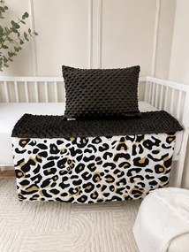 Set do kočíka Leopard / minky hnedá – deka a vankúšik