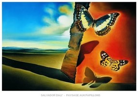 Umelecká tlač Salvador Dali - Paysage Aux Papillons, Salvador Dalí, (70 x 50 cm)