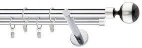 Dekorstudio Chrómová dvojradová garniža čierny VIVALDI 19mm Dĺžka: 120cm, Typ uchytenia: Držiak dvojitý modern, Typ príslušenstva: Bez príslušenstva