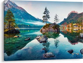 Obraz - Jazero Hintersee, Bavorské Alpy, Rakúsko (70x50 cm)