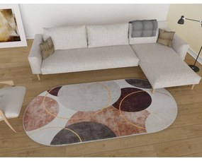 Umývateľný koberec v hnedo-krémovej farbe 80x120 cm Oval – Vitaus