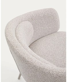 Sivobéžové čalúnené jedálenské kreslo s podrúčkami Minda – Kave Home