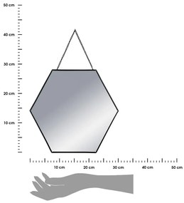 Závesné zrkadlo Hexagon, čierne, sada 3ks