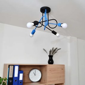 Prisadený luster OXFORD 4xE27/15W/230V čierna/modrá