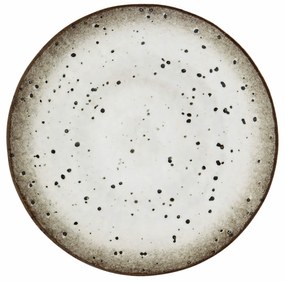 MADAM STOLTZ Kameninový tanier White Brown 22 cm