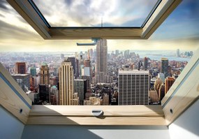 Fototapeta - New York - panoramatický výhľad z okna (254x184 cm)