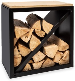 Kindlewood S Black, stojan na drevo, lavička, 57 × 56 × 36 cm, bambus, zinok