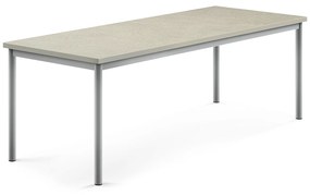 Stôl SONITUS, 1800x700x600 mm, linoleum - šedá, strieborná