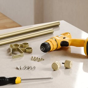 Matne zlatá oceľová roztiahnuteľná garniža 168 - 305 cm Cleo – Umbra