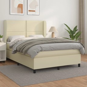 Boxspring posteľ s matracom krémová 140x190 cm umelá koža 3128969