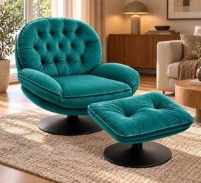 LuxuryForm DESIGN Otočné kreslo LUNA s podnožkou - zelené