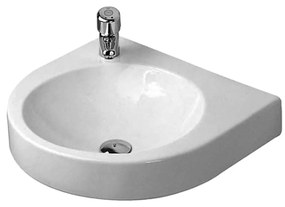 Duravit Architec - Umývadlo 575x520 mm, 1 otvor pre batériu prepichnutý vpravo, bez prepadu, biela 0449580008