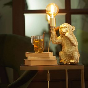 Zlatá stolná lampa s opičkou Monkey XS - 13*12*23 cm/40W