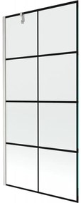 Mexen Next, 1-krídlová vaňová zástena 90 x 150 cm, 6mm číre sklo - čierny vzor, oceľová, 895-090-000-00-77-97