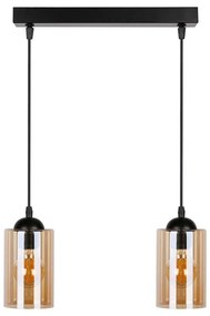 Čierne závesné svietidlo so skleneným tienidlom 10x34 cm Bistro - Candellux Lighting