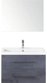 Kúpeľňový nábytkový set Sanox Straight farba čela betón antracitovo sivá ŠxVxH 80 x 170 x 40 cm s umývadlom z minerálnej liatiny a zrkadlom