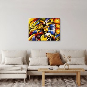 Sklenený obraz - Olejomaľba, milenci (70x50 cm)