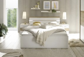 Posteľ s nočnými stolíkmi Kiara 180x200 cm, biela/dub baysen