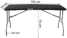 Skládací cateringový stůl RICO 152 cm černý