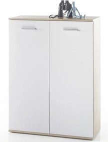 Skrinka s policami/botník Manolo 90 cm, dub sonoma/biela