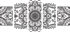 5-dielny obraz čiernobiely ornament