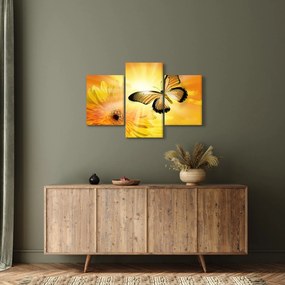 Obraz - Žltý motýľ s kvetom (90x60 cm)