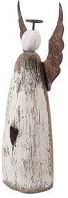 Dekorácia drevená figúrka anjel so srdiečkom Angel Rustic M - 9*14*18 cm