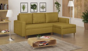 Rozkládací rohová sedací souprava KENO Hořčicová