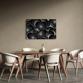 Obraz čierno-bielych sŕdc (90x60 cm)