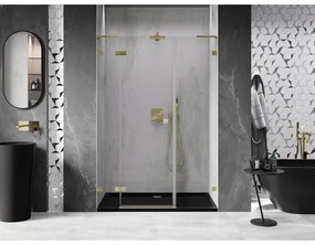 Mexen Lunar L, ľavé otočné sprchové dvere 160 cm, 8mm číre sklo, zlatý matný profil, 834SL-160-050-55-00-L