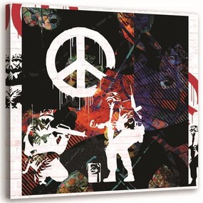 Obraz na plátně Banksy Peace Street Art - 30x30 cm