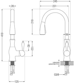 Mexen Diego, 1-komorový granitový drez 488x488x167 mm a drezová batéria Savita, čierna, 6512-77-672601-70-B