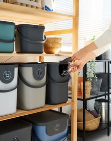 Odpadkový kôš stohovateľný, s nálepkami ALBULA, 25 l, antracit