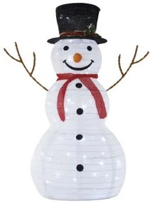 LED skladací snehuliak, 90 cm, vonkajší aj vnútorný, studená biela