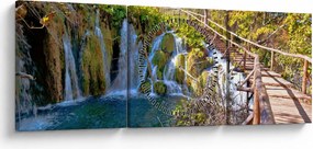 Obraz - Vstup na vodopády (s hodinami) (90x30 cm)